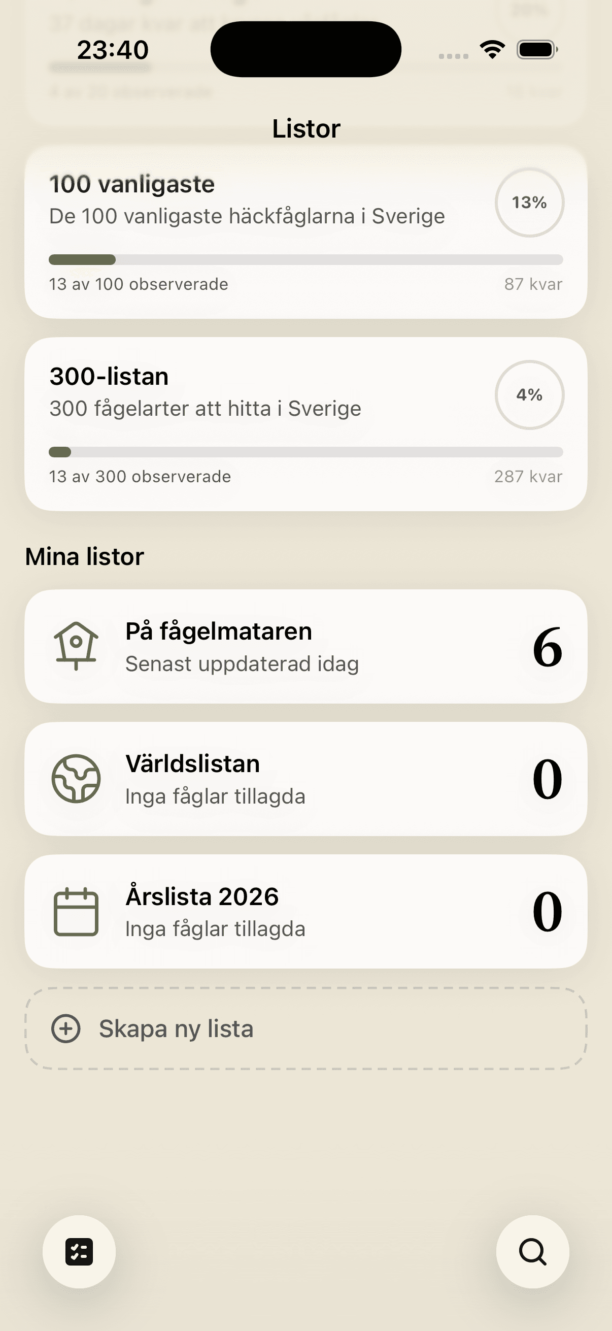 Mina egna listor